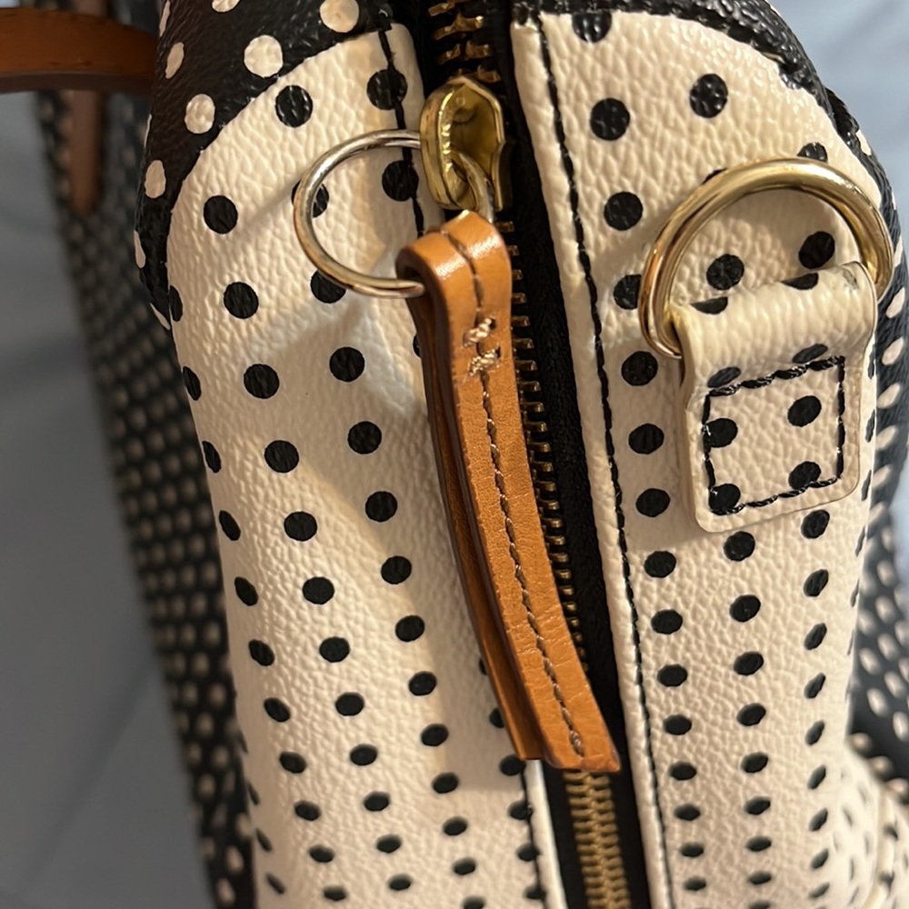 Fossil Black and White Polka Dot Bag with Tan Accents - Picture 9 of 14